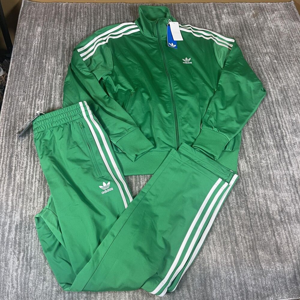 Adidas Originals Firebird Track Suit Mens Small Green 3-Stripes JD0183 JD0184